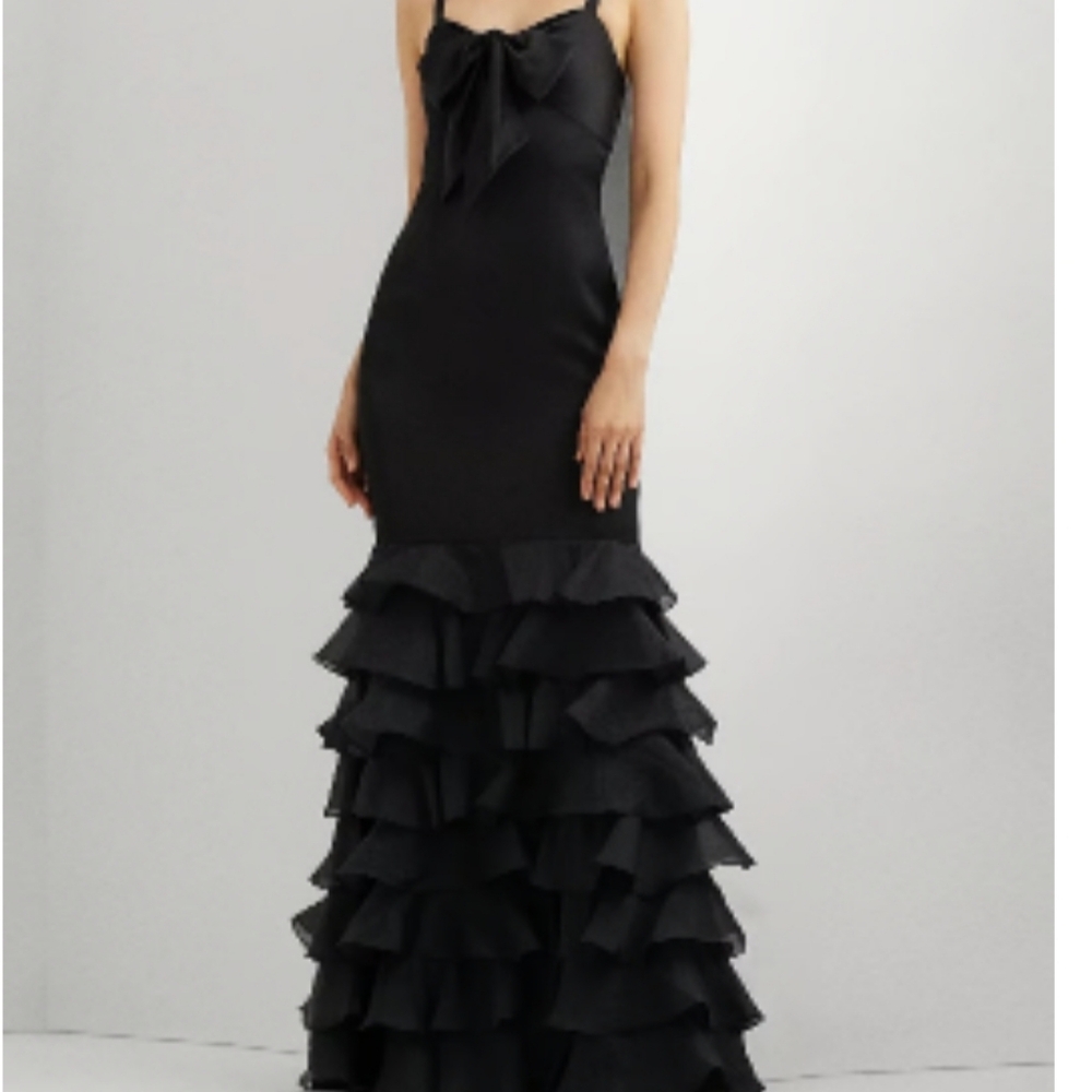 NWT! Lauren Ralph Lauren Satin Tiered Ruffle Gown 2